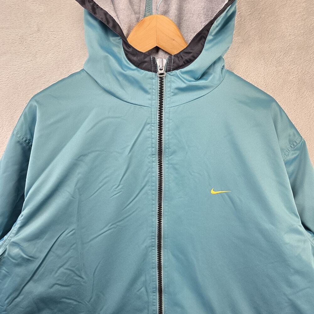 Vintage Nike Fullzip Hooded Jacket XL Teal 90s Travis Scott Parka Fleece Lined - Picture 3 of 16